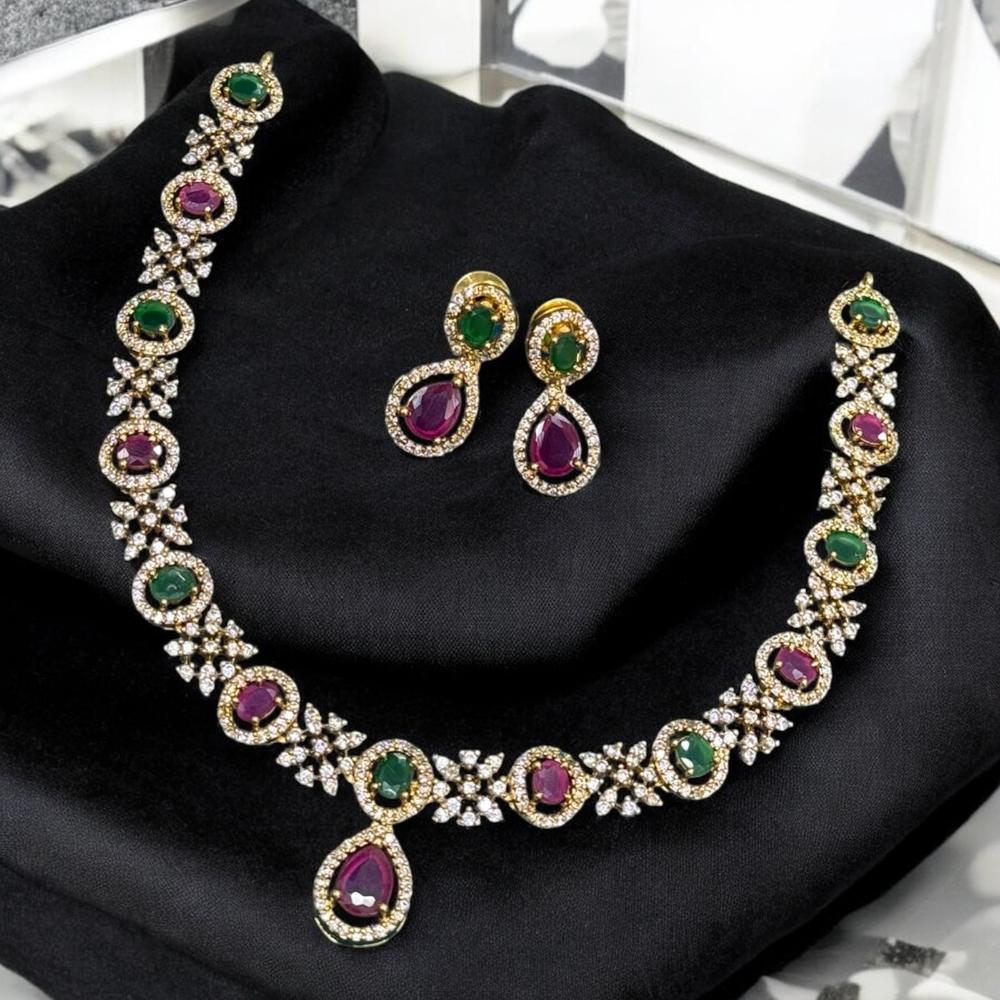Sona Covering Austrian Stone And Pota Necklace Set