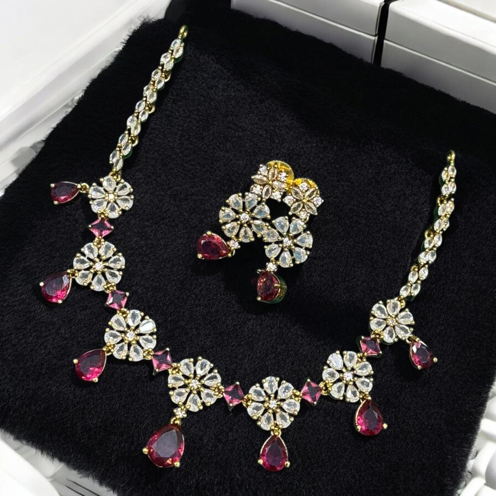 Sona Covering Shining American Diamond Necklace Set