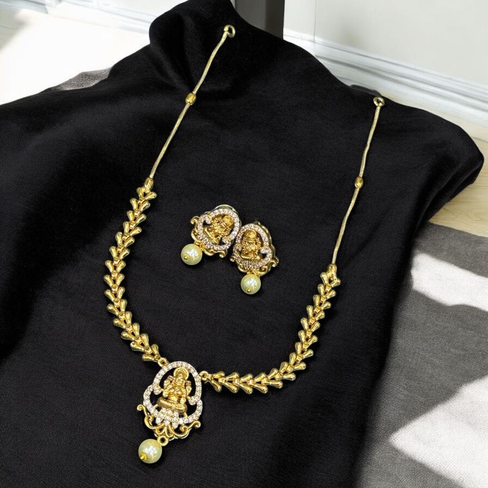 Sona Covering Gold Plated Austrian Stone Temple Necklace Set