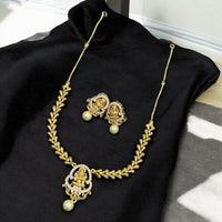 Sona Covering Gold Plated Austrian Stone Temple Necklace Set