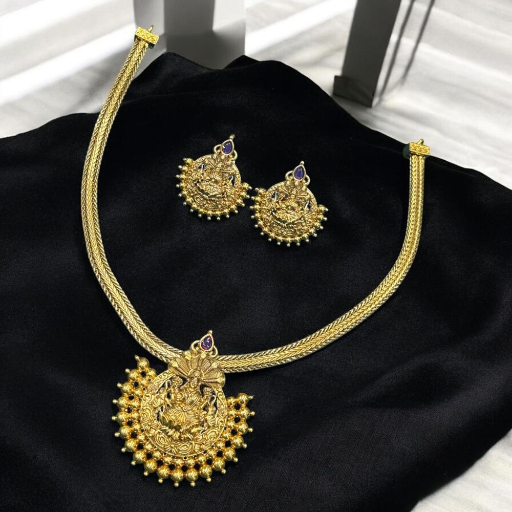 Sona Covering Gold Plated Austrian Stone Temple Necklace Set