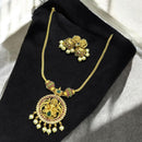 Sona Covering Gold Plated Austrian Stone And Pearl Temple Necklace Set
