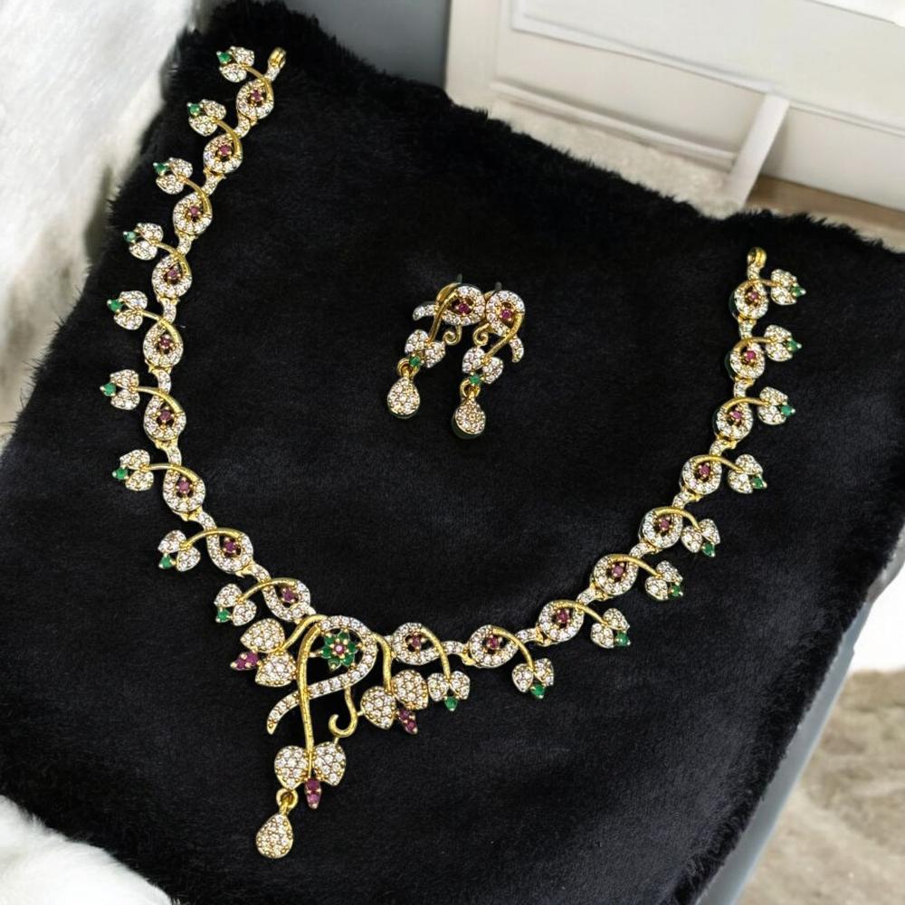 Sona Covering Elegant Gold-Plated Austrain Stone Necklace Set