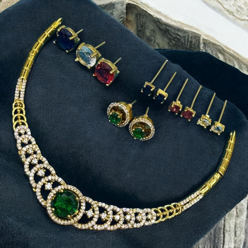 Sona Covering Switch Shine Austrain Stone Chageble Stone Necklace Set