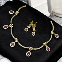 Sona Covering Premium Pota Stone And Austrian Stone Jewellery Necklace Set