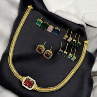 Sona Covering Lightweight Crystal Stone Changeable Necklace Set Of Party Wear
