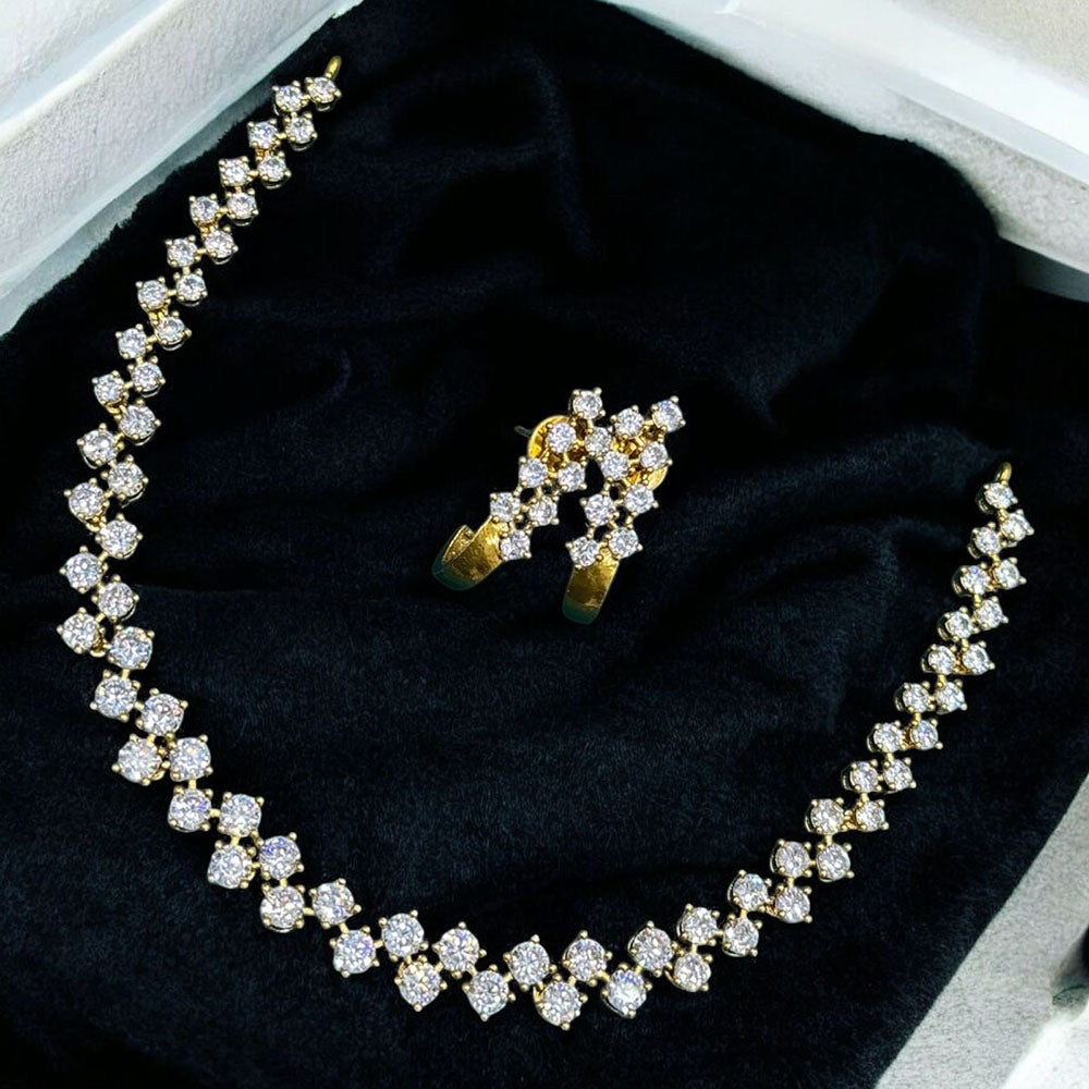 Sona Covering Lightweight Crystal Stone Necklace Set Of Party Wear