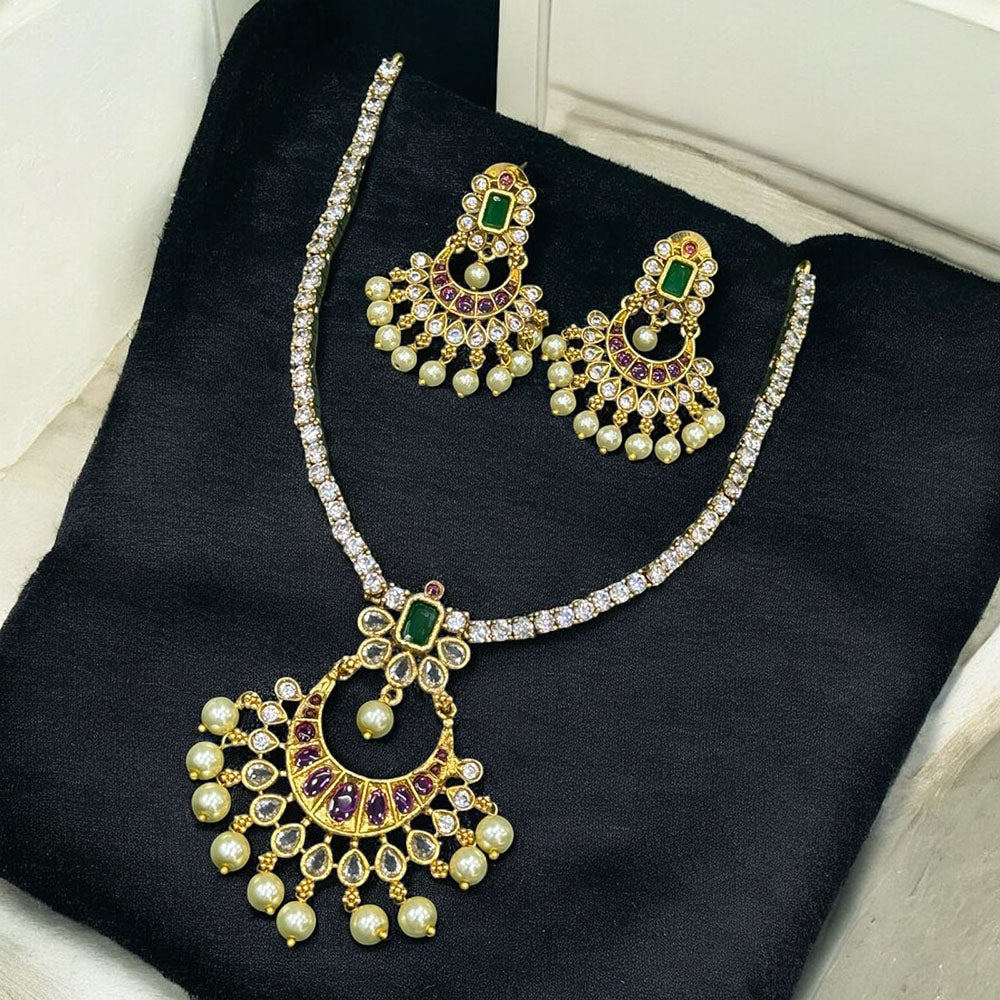 Sona Covering Stylish Pota And Pearl Necklace Set For Every Occassions