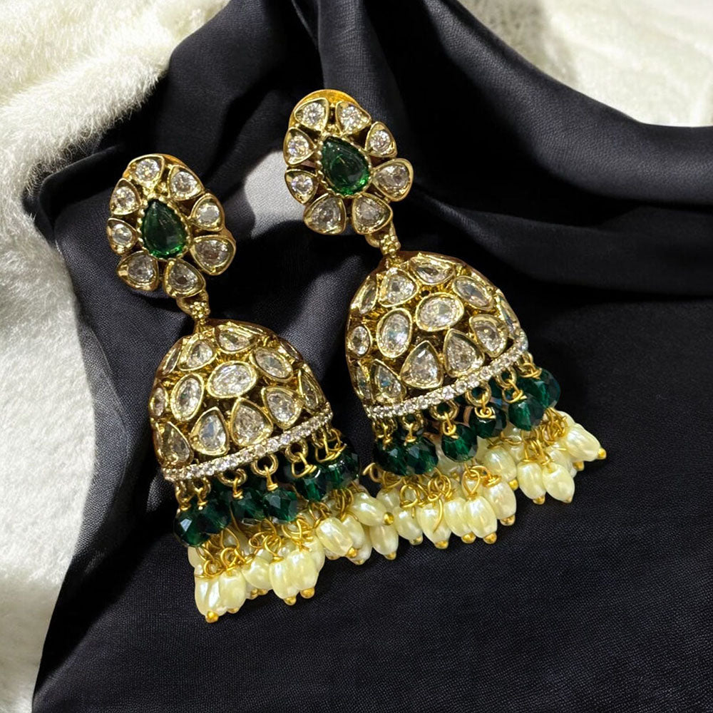 Sona Covering Antique Style Polki Kundan Pearl Earrings Perfect for Special Occasions