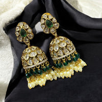 Sona Covering Antique Style Polki Kundan Pearl Earrings Perfect for Special Occasions