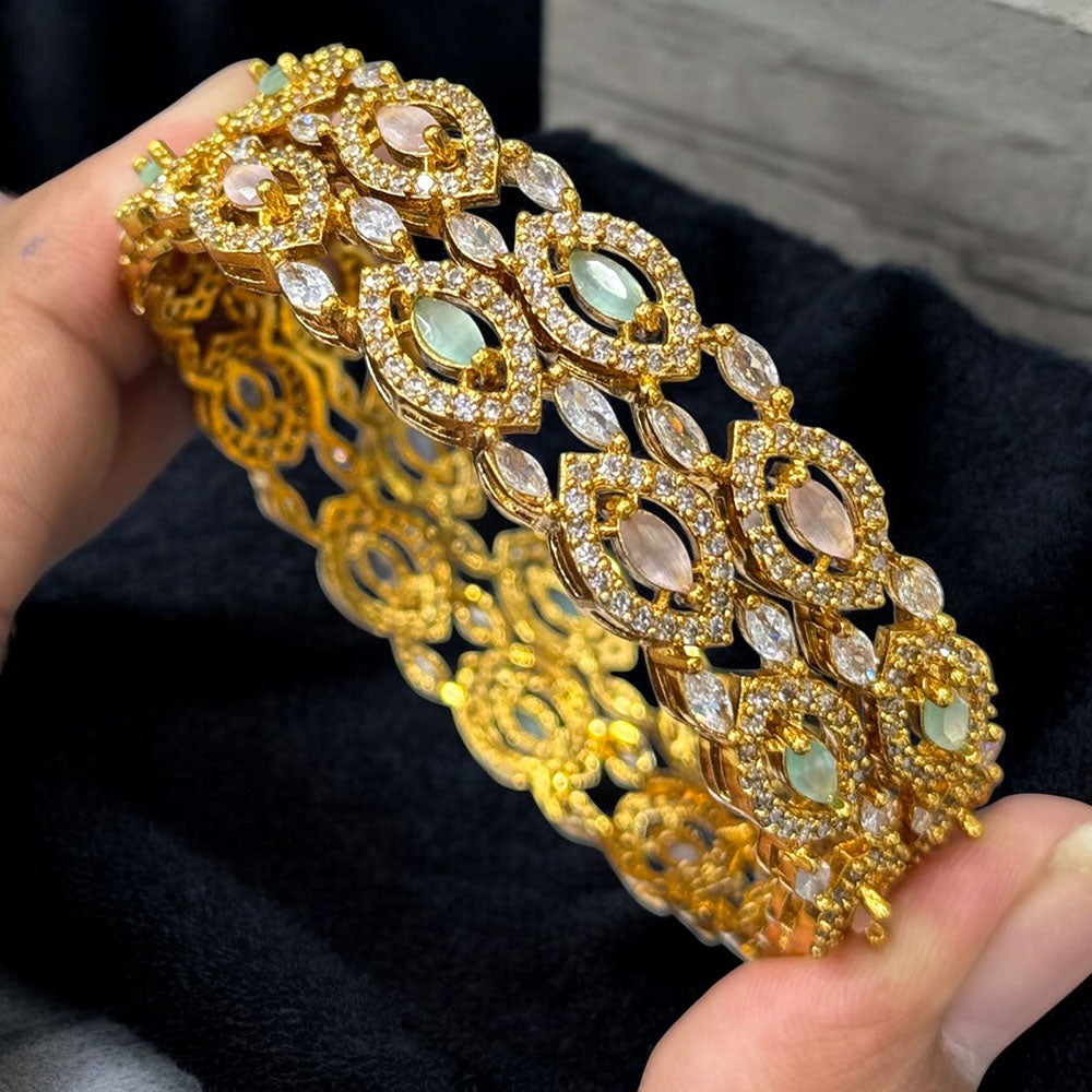 Sona Covering Sparkling American Diamond Bangles For Part Wear