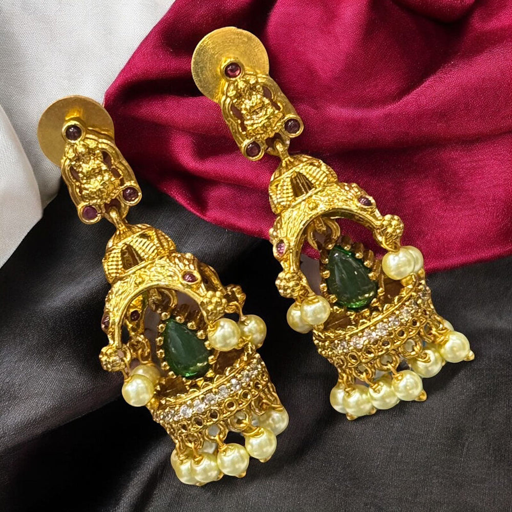 Sona Covering Regal Radiance Pota Stone And Pearl Jhumki Earrings