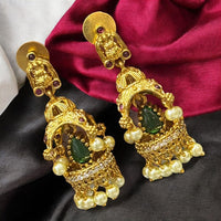 Sona Covering Regal Radiance Pota Stone And Pearl Jhumki Earrings