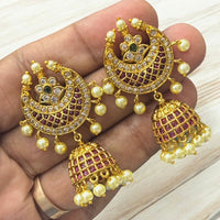 Sona Covering Regal Radiance Pota Stone And Pearl Jhumki Earrings