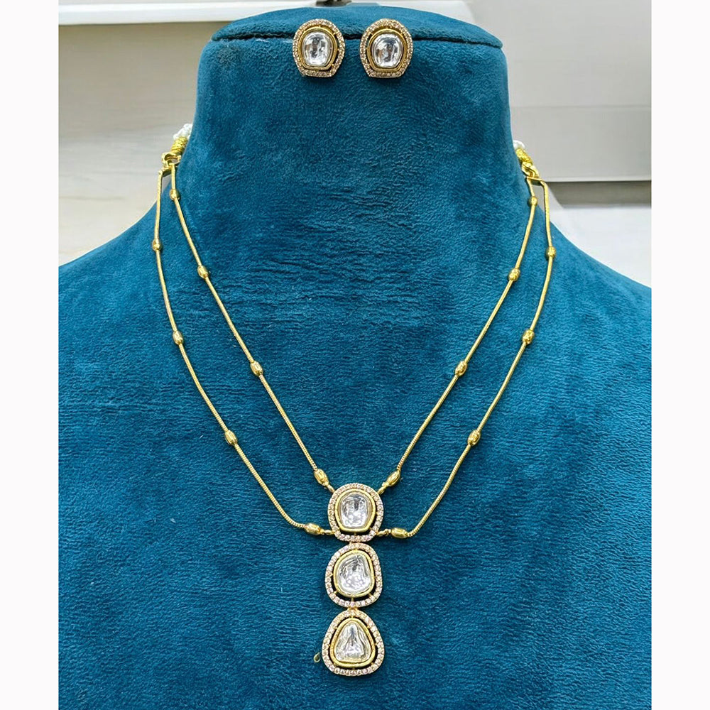 Sona Covering Elegant Kundan Necklace Set with Minimal Stud Earrings