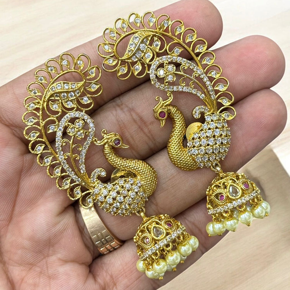 Sona Covering Royal Austrian Stone And Pearl Jhumki Earrings