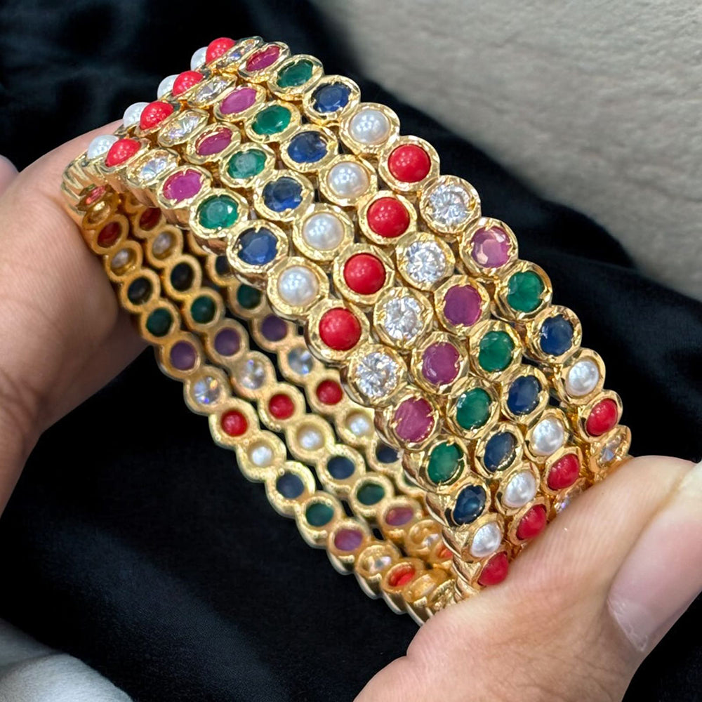 Sona Covering Elegance Glow Pota And Austrain Stone Bangles Set