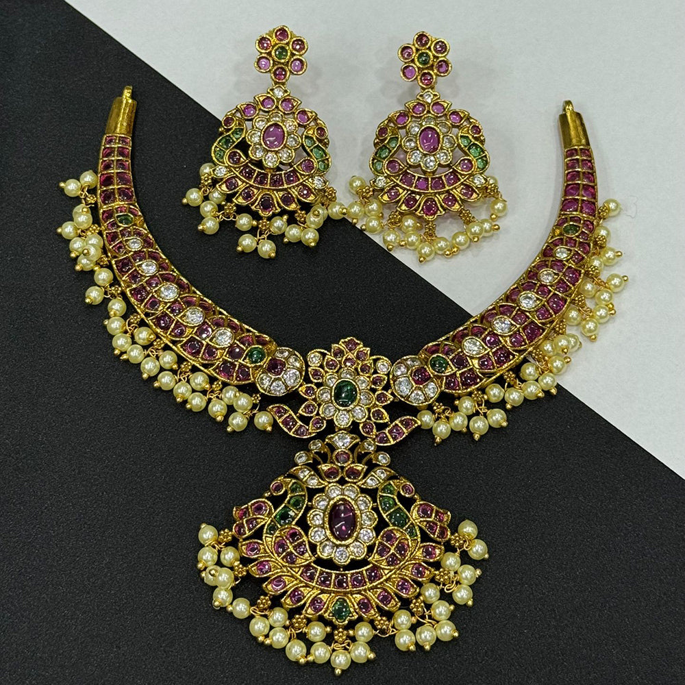 Sona Covering Gorgeous Pota Stone And Pearl Wedding Necklace Set