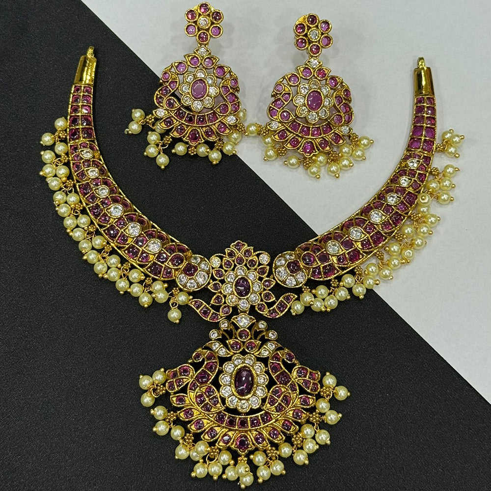 Sona Covering Gorgeous Pota Stone And Pearl Wedding Necklace Set