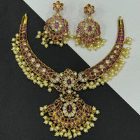 Sona Covering Gorgeous Pota Stone And Pearl Wedding Necklace Set
