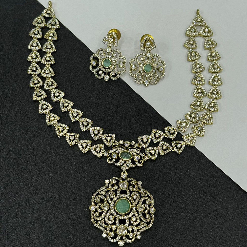 Sona Covering Luxury Austrian Stone With Pota Stone Necklace Set