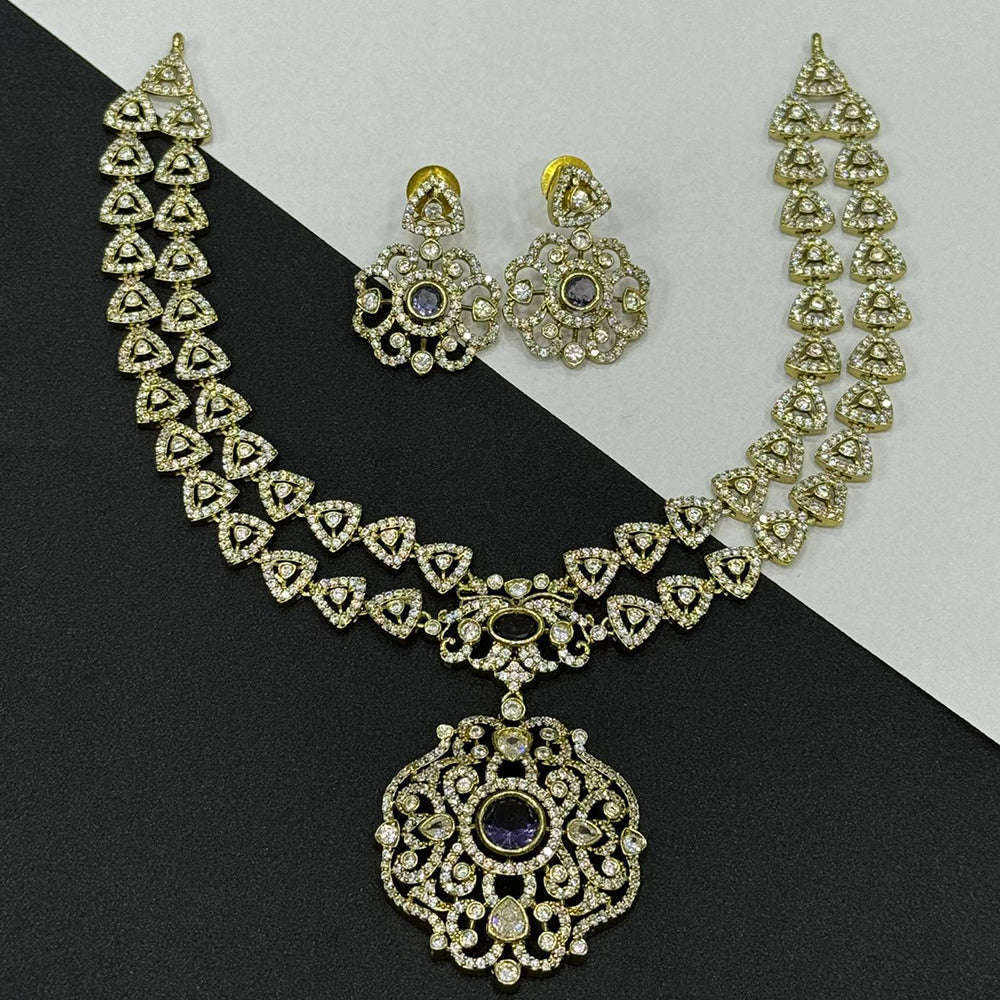 Sona Covering Luxury Austrian Stone With Pota Stone Necklace Set