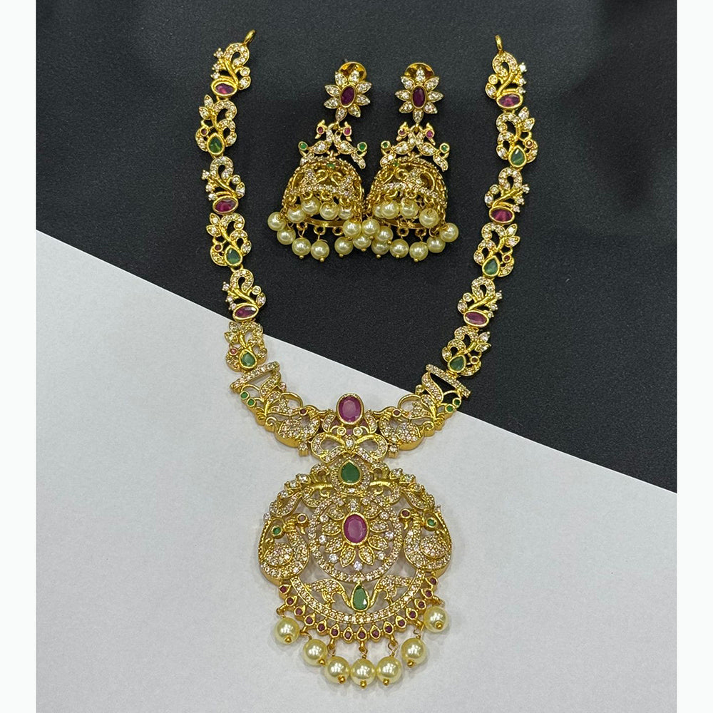 Sona Covering Luxury Austrian Stone With Pota Stone Pearl Necklace Set