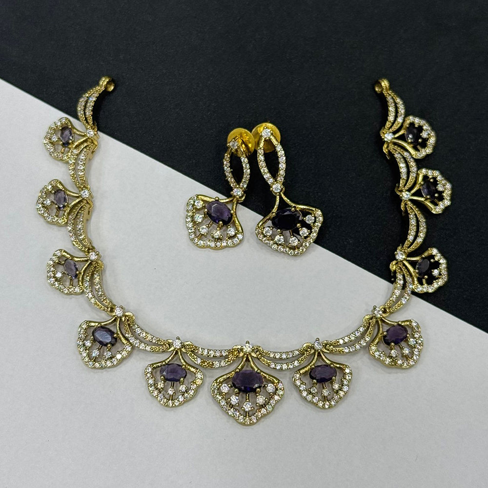 Sona Covering Tribal Fusion American Diamond And Austrian Stone Necklace Set