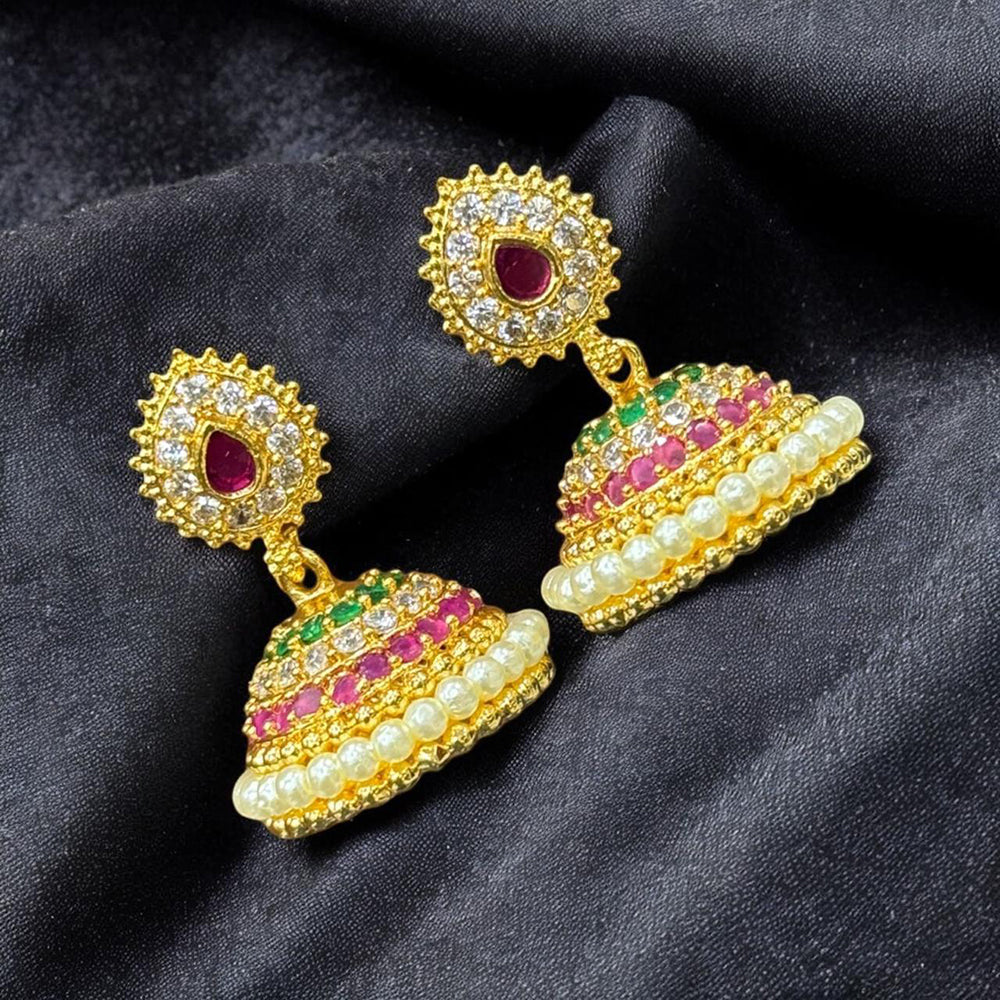 Sona Covering Trendy Austrian Stone And Pearl Jhumkis