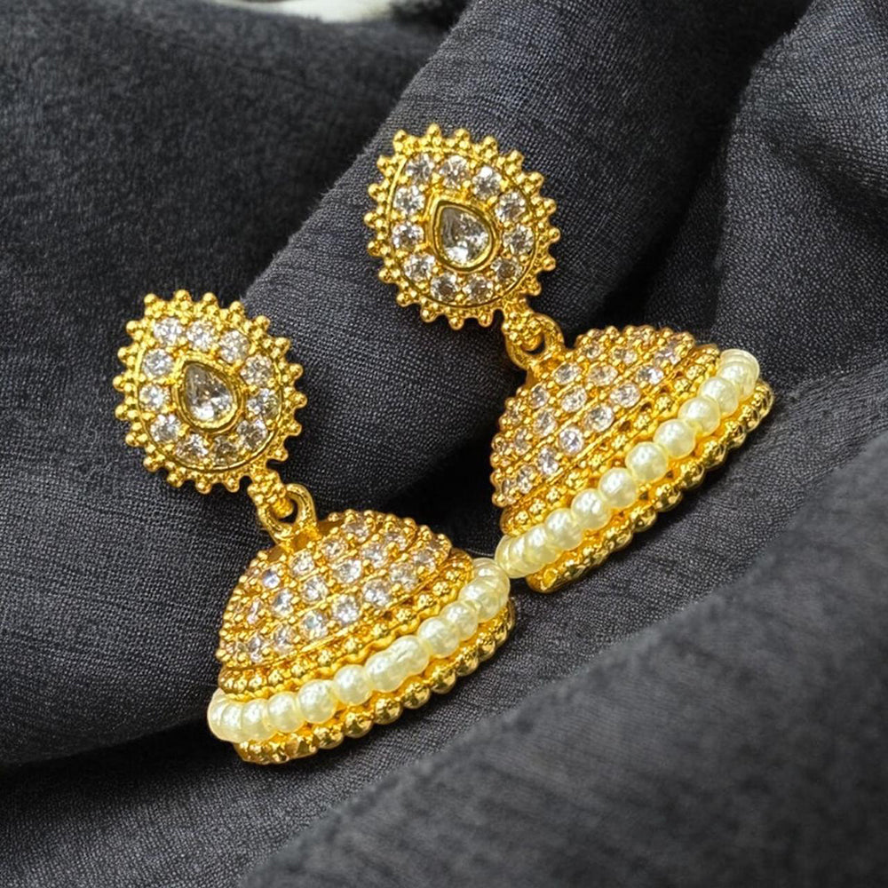 Sona Covering Trendy Austrian Stone And Pearl Jhumkis