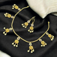 Sona Covering Designer Austrian Stone With Pearl Temple Necklace Set