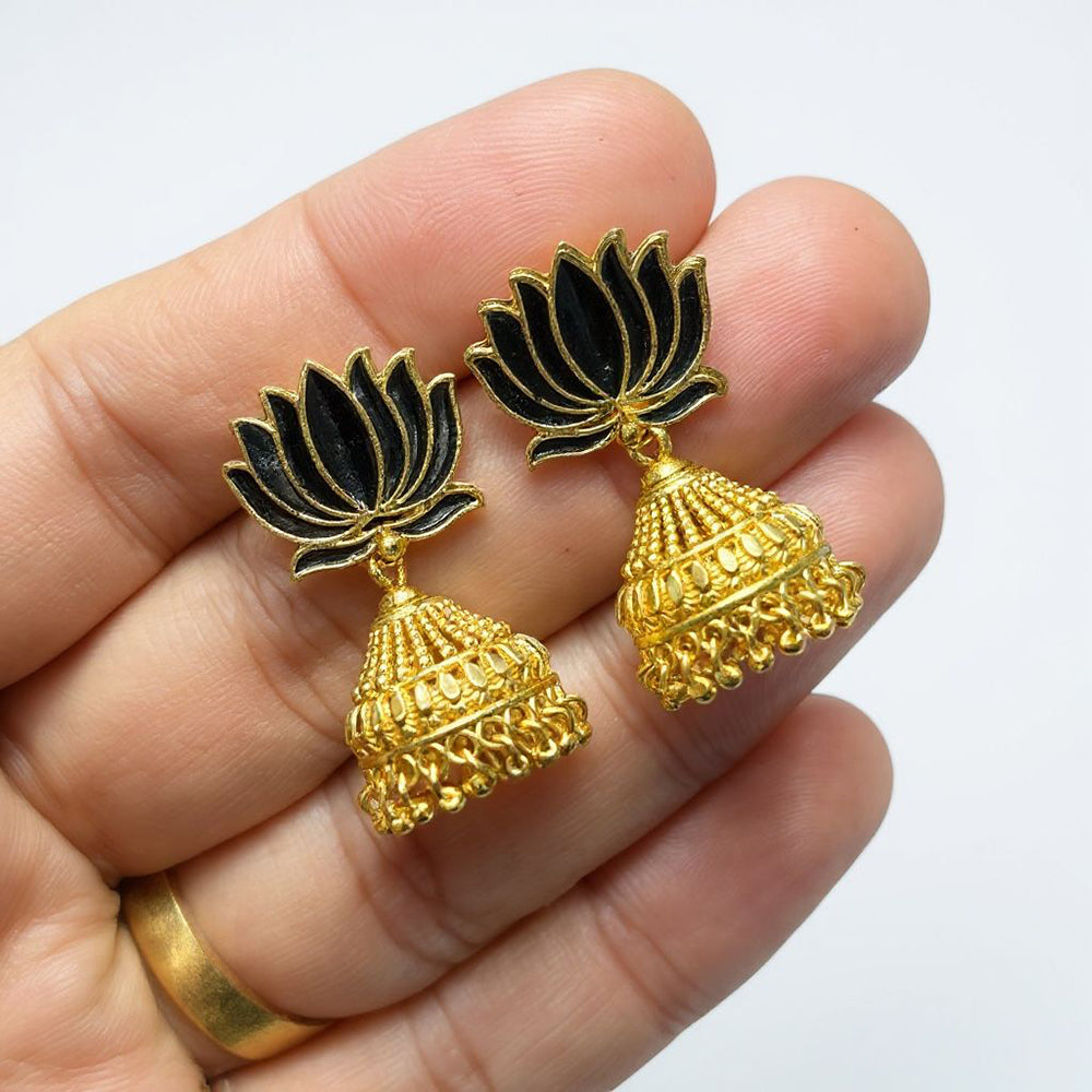 Sona Covering Elegant Lotus Motif Jhumki Earrings