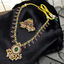 Sona Covering Luxury Kunkdan Stone And Pearl Statement Necklace Set