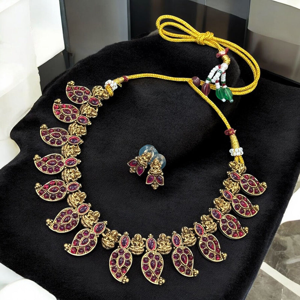 Sona Covering Luxury Kundan Stone And Temple Statement Necklace Set