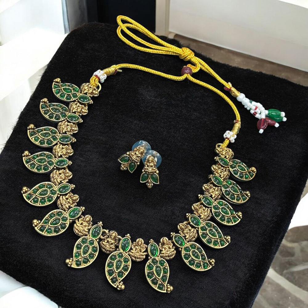 Sona Covering Luxury Kundan Stone And Temple Statement Necklace Set