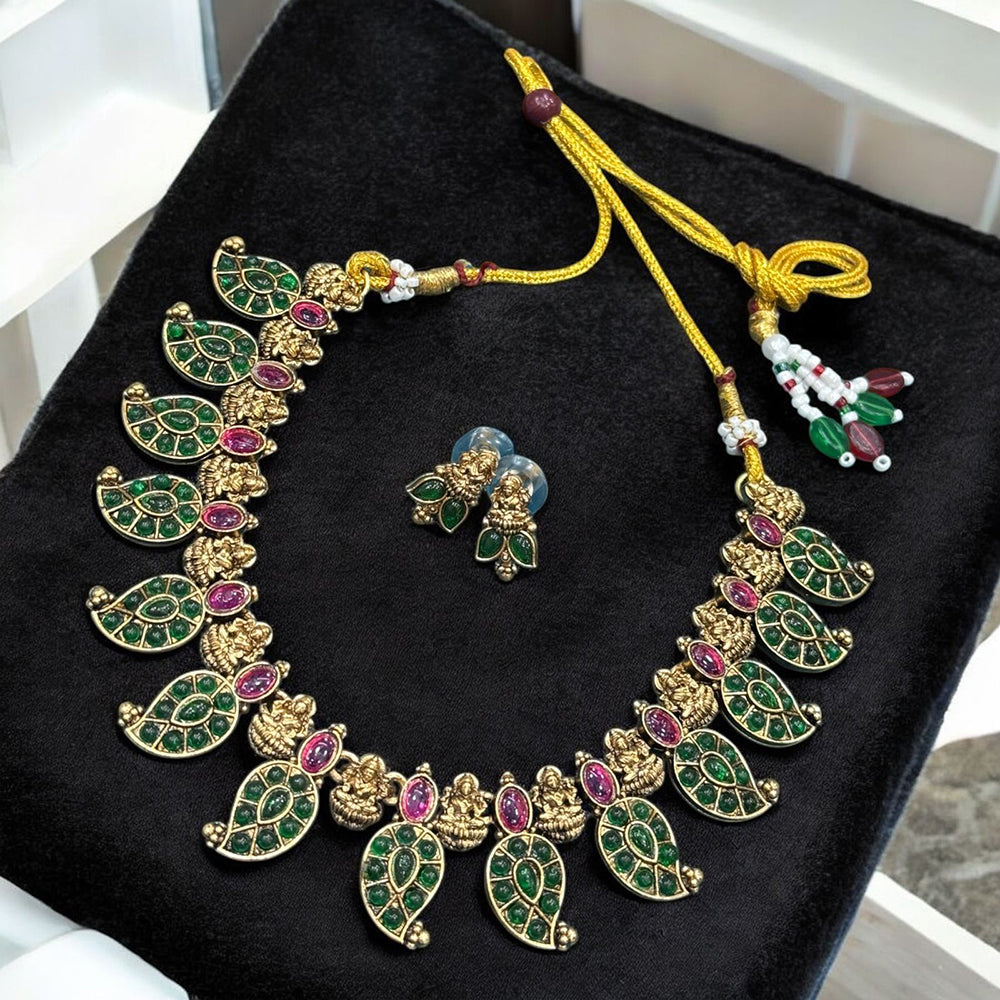 Sona Covering Luxury Kundan Stone And Temple Statement Necklace Set
