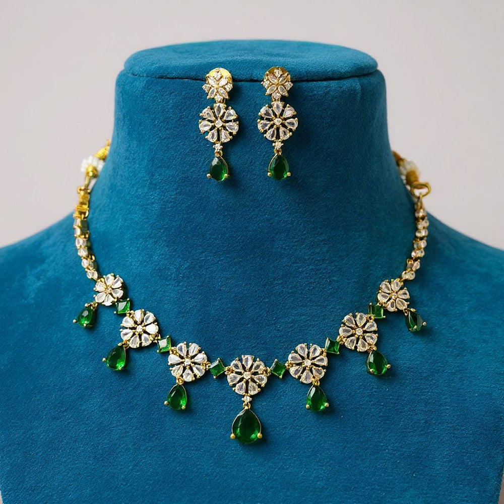 Sona Covering Sparkling Crystal Stone Necklace Jewellery Set
