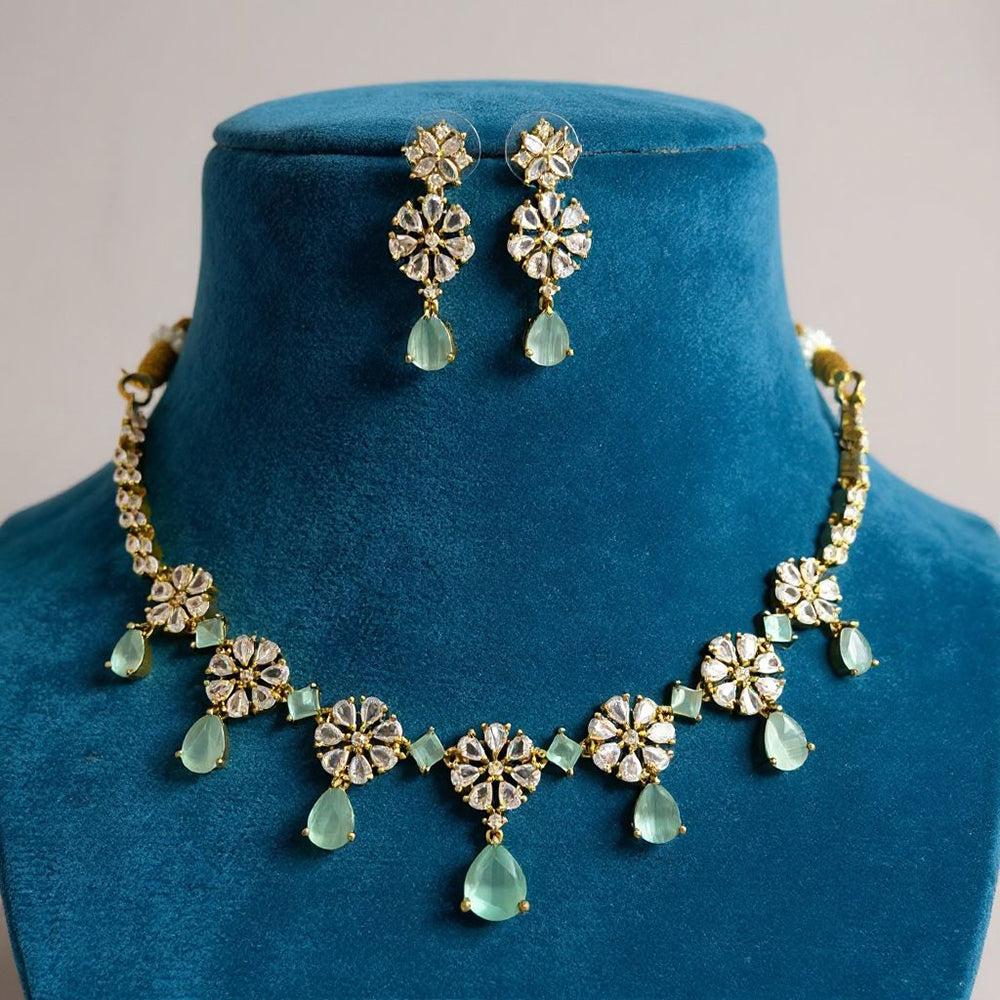 Sona Covering Sparkling Crystal Stone Necklace Jewellery Set