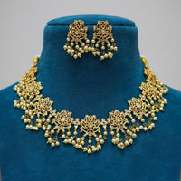 Sona Covering Classic Pota Stone And Pearl Lotus Necklace Set