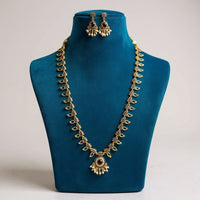 Sona Covering Classic Pota Stone And Pearl Long Necklace Set