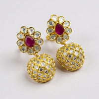Sona Covering Royal Crystal Stone Ball Dangler Earrings
