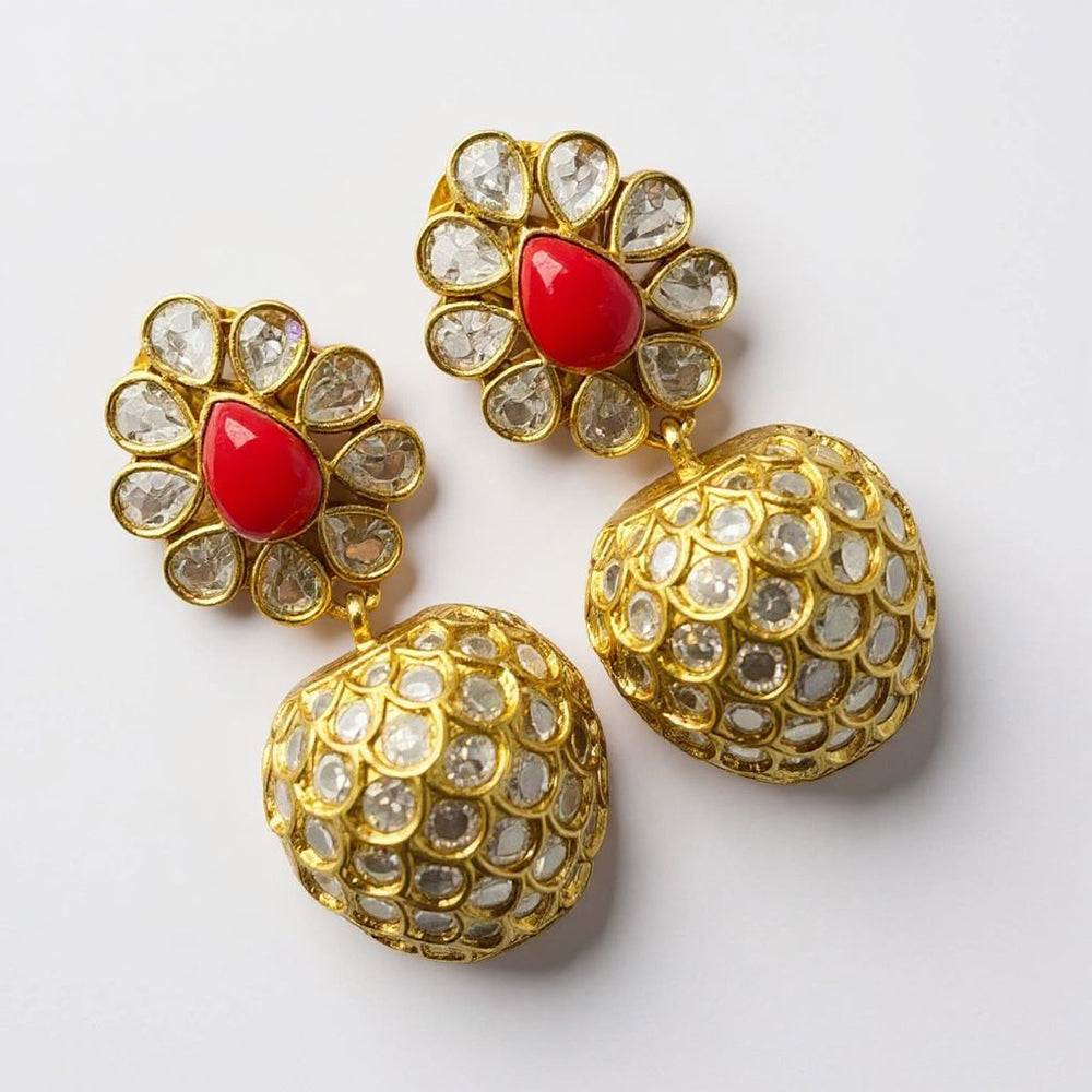 Sona Covering Royal Crystal Stone Ball Dangler Earrings