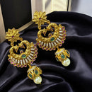 Sona Covering Royal Austrian Stone And Pota Stone Pearl Jhumki Earrings
