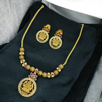 Sona Covering Elegant Pota Stone And Austrian Stone Temple Necklace Set