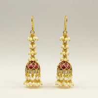 Sona Covering Trendy Pota Stone And Pearl Jhumkis