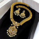 Sona Covering Elegant Pota Stone And Austrian Stone Pearl  Temple Necklace Set