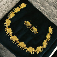 Sona Covering Elegant Elephant Design Pota Stone Necklace Set