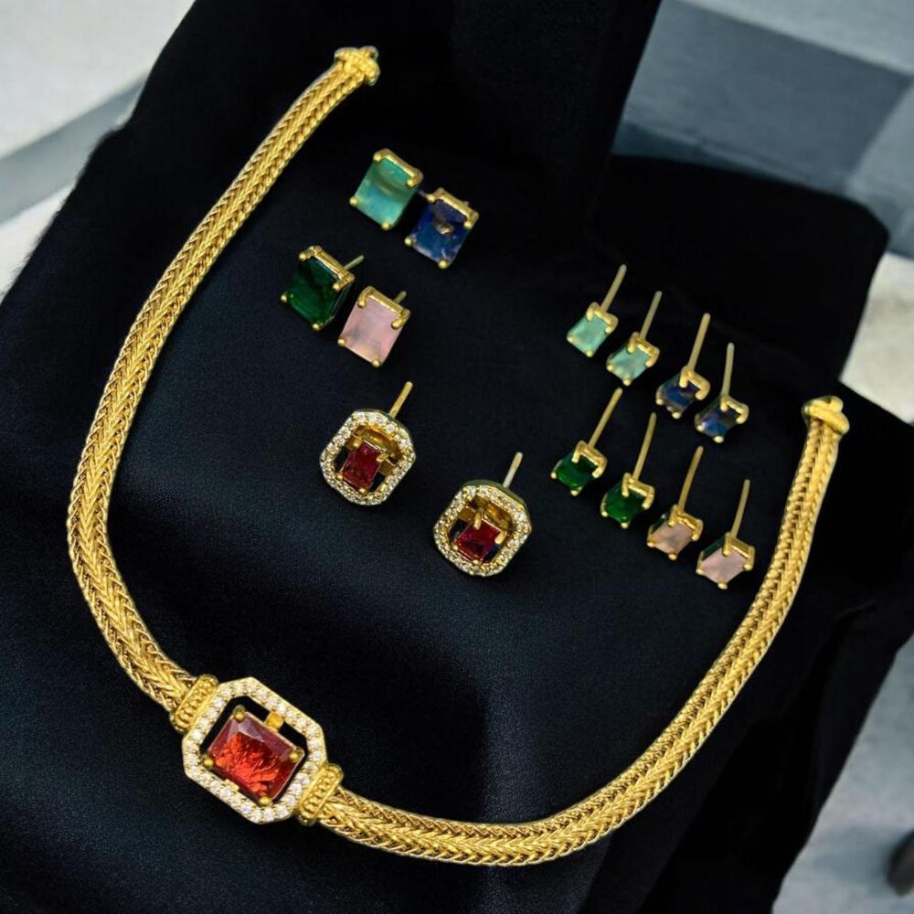 Sona Covering Lightweight Crystal Stone Changeable Necklace Set Of Party Wear