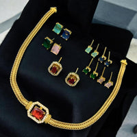 Sona Covering Lightweight Crystal Stone Changeable Necklace Set Of Party Wear
