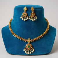 Sona Covering Luxury Pota Stone And Pearl Necklace Set